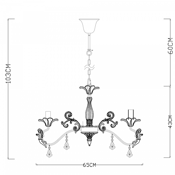 Подвесная люстра Arte Lamp ANGELINA A5349LM-5WH