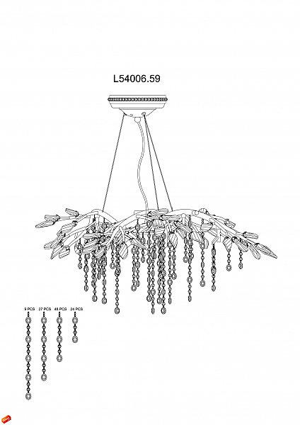 Подвесная хрустальная люстра Garden L'Arte Luce L54006.59