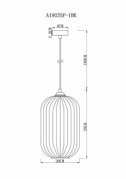 Светильник подвесной Arte Lamp Arwen A1903SP-1BK