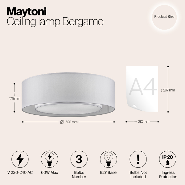 Светильник потолочный Maytoni Bergamo MOD617CL-04GR