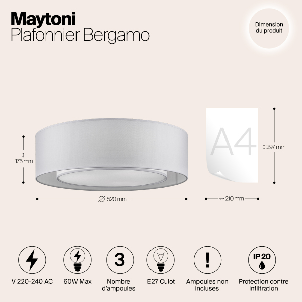 Светильник потолочный Maytoni Bergamo MOD617CL-04GR