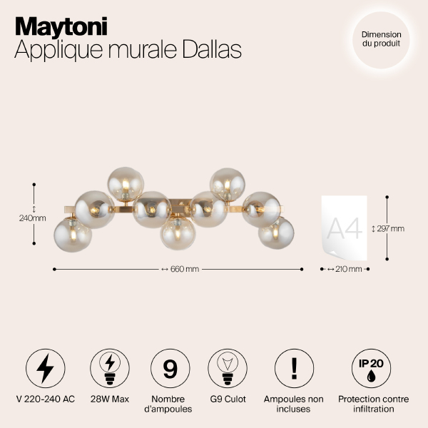 Настенное бра Maytoni Dallas MOD547WL-09G