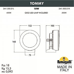 Прожектор уличный Fumagalli Tommy 2M1.000.000.WXD1L