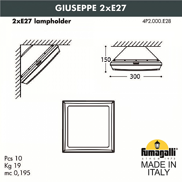 Уличный настенный светильник Fumagalli Guizeppe 4P2.000.000.LYE28