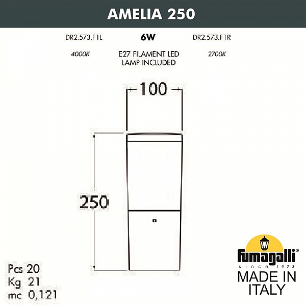 Уличный наземный светильник Fumagalli Amelia DR2.573.000.AYF1R