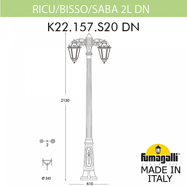 Столб фонарный уличный Fumagalli Saba K22.157.S20.AYF1RDN