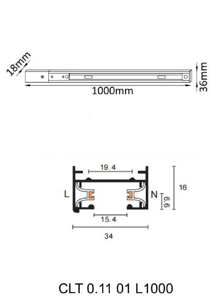 Шинопровод Crystal Lux Clt 0.11 CLT 0.11 01 L1000 BL