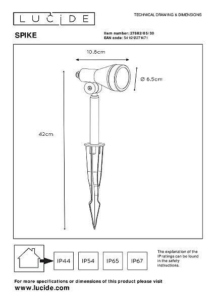 Грунтовый светильник Lucide Spike 27882/05/30