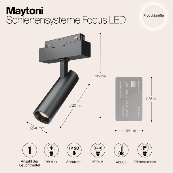 Трековый светильник Maytoni Focus LED Gravity TR019-2-7W4K-B