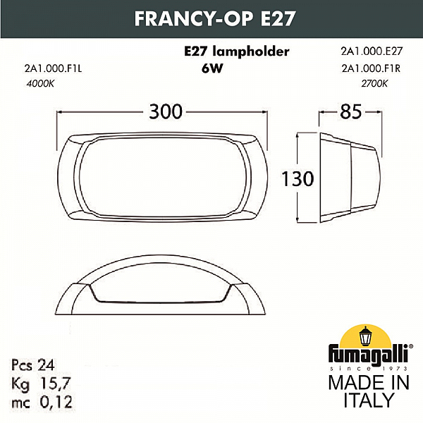 Уличный настенный светильник Fumagalli Francy 2A1.000.000.AYF1R