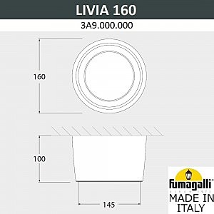 Уличный потолочный светильник Fumagalli Livia 160 3A9.000.000.LXD1L