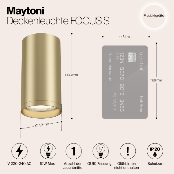 Накладной светильник Maytoni Focus S C052CL-01MG