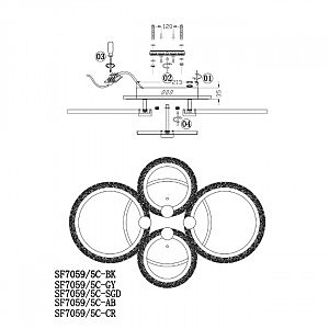 Потолочная люстра Seven Fires Ejlev SF7059/5C-GY-RGB