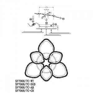 Потолочная люстра Seven Fires Lejv SF7068/7C-WT-RGB