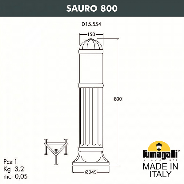 Уличный наземный светильник Fumagalli Sauro D15.554.000.AXF1R.FRA