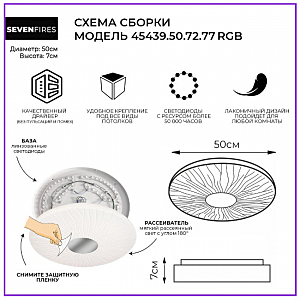 Светильник потолочный Seven Fires Лайош 45439.50.72.77RGB