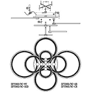 Потолочная люстра Seven Fires Khelmi SF7060/9C-SGD-BL