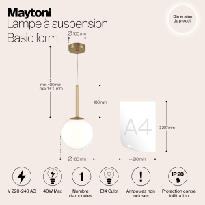Светильник подвесной Maytoni Basic form MOD321PL-01G2