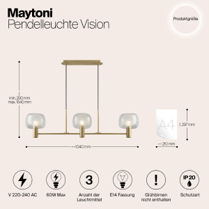 Светильник подвесной Maytoni Vision MOD411PL-03G