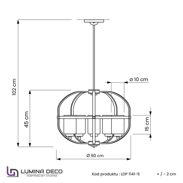 Люстра на штанге Lumina Deco Monterey LDP 1141-5 BK+MD