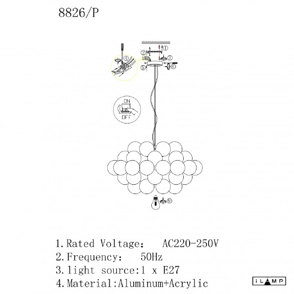 Люстра подвесная Baly iLamp 8826P/1 SL