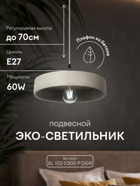 Светильник подвесной Мелодия Света Stone Light BL102-1P-300 DGR 000039526