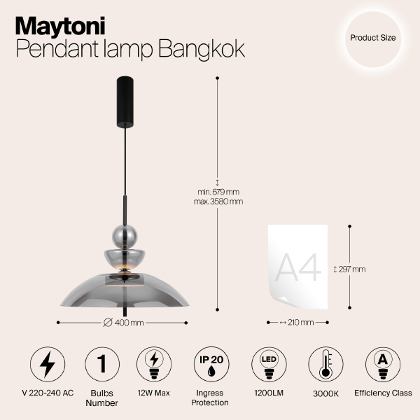 Светильник подвесной Maytoni Bangkok MOD185PL-L6B3K6