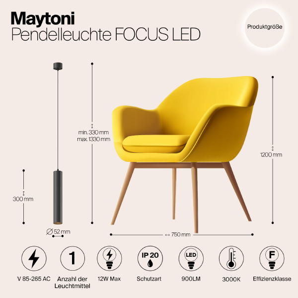 Светильник подвесной Maytoni Pendant P072PL-L12B3K-1