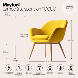 Светильник подвесной Maytoni Pendant P072PL-L12W3K-1