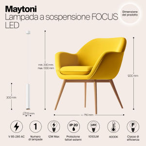 Светильник подвесной Maytoni Pendant P072PL-L12W4K-1