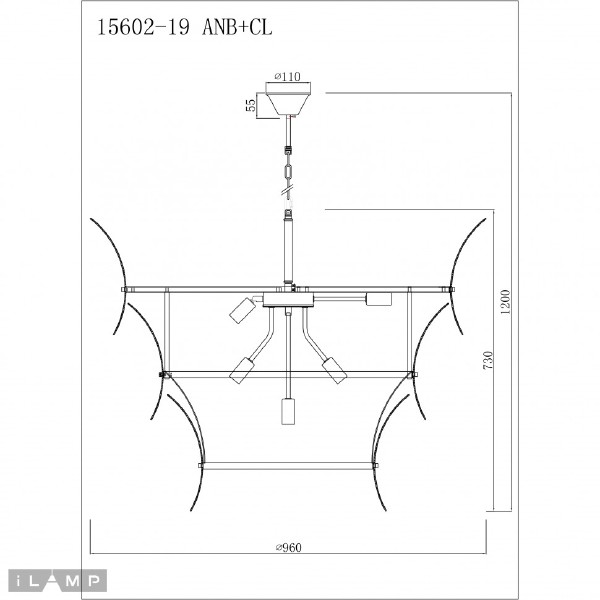 Подвесная люстра iLamp Gramercy 15602-19 ANB+CL