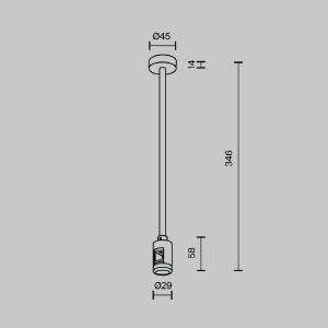 Крепление потолочное Medium одинарное 300мм Maytoni Accessories for tracks Flarity TRA158С-S1-B