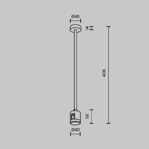 Крепление потолочное Medium 360мм с прямым коннектором питания Maytoni Accessories for tracks Flarity TRA158С-IPCL1-BS