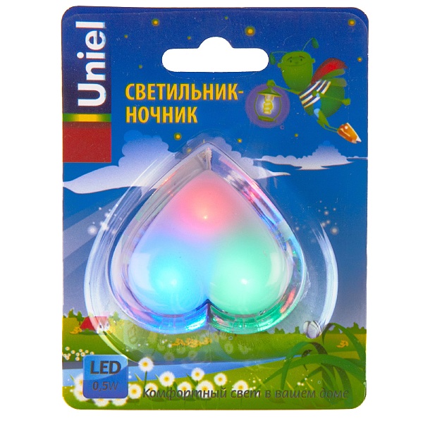 Детский ночник Uniel DTL-308-Сердечко/RGB/3LED/0,5W